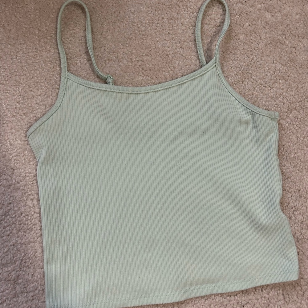 American Eagle Outfitters Light Green Ribbed Tank Top